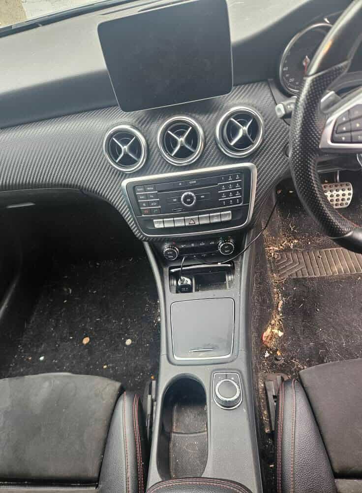 Car interior before deep clean